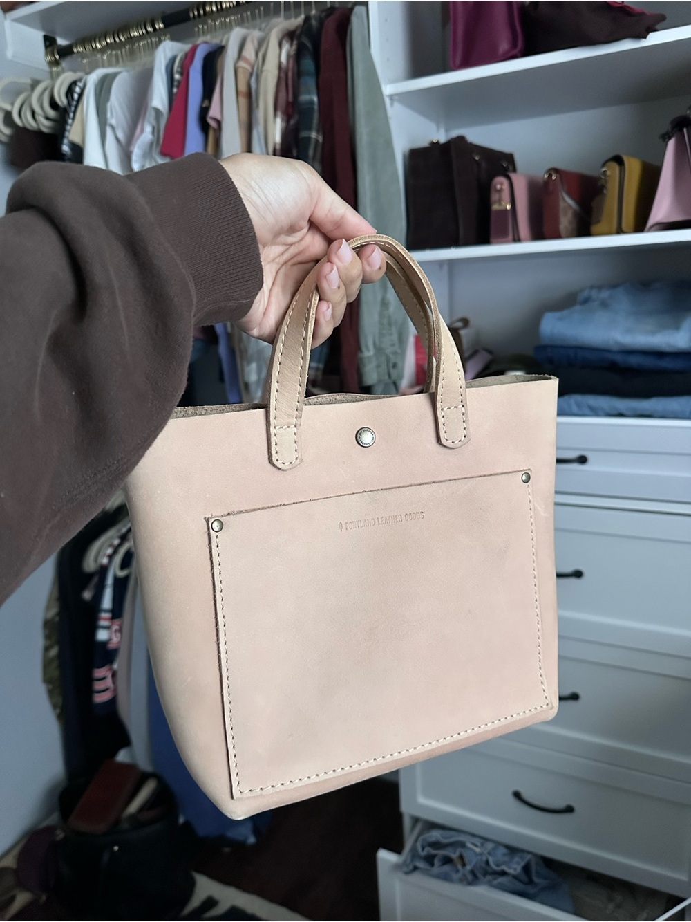 Portland Leather Goods Blush Mini Snap Crossbody Tote (UNICORN)
